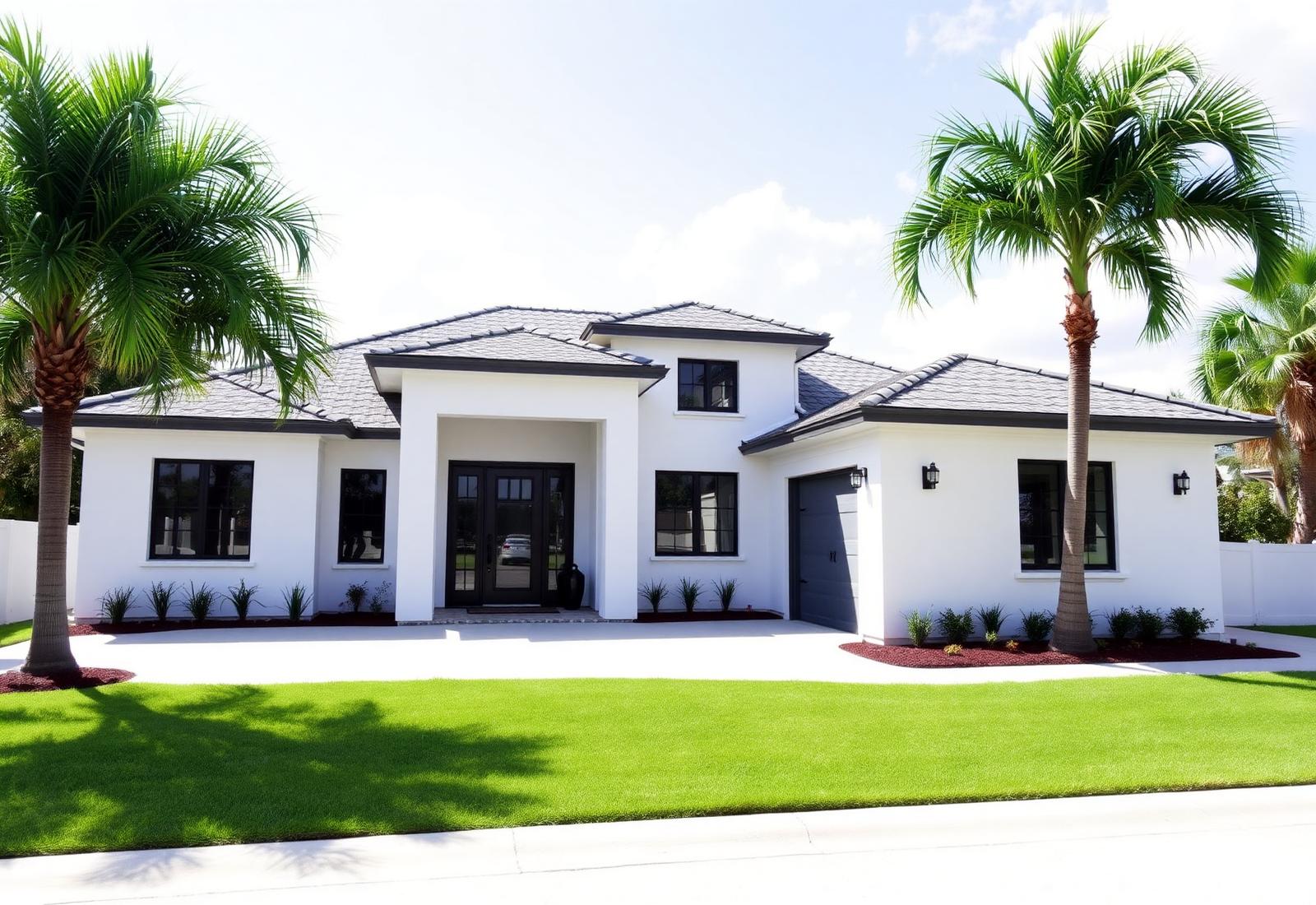 Freshly painted home exterior in Palm Coast Florida by local painters